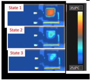 Thermographies LWIR et températures apparentes accessibles avec le dispositif électrophorétique IR. 